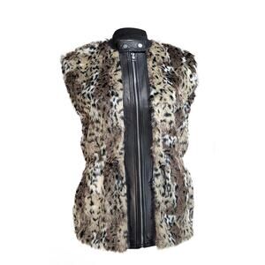 Rebecca Taylor Leopard Print Faux Fur Vest, Size 4